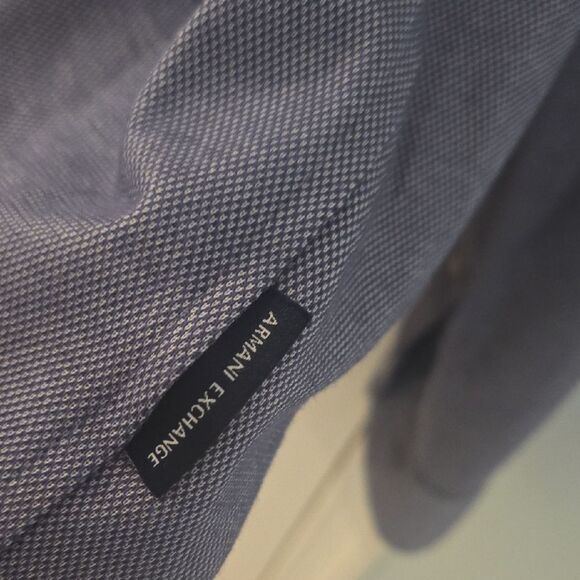 Armani Exchange Blue Casual Button Down Shirt Classic Collar - Picture 6 of 7